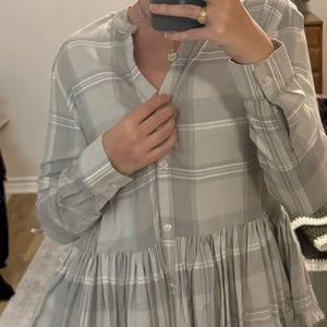 Grey Plaid Blouse